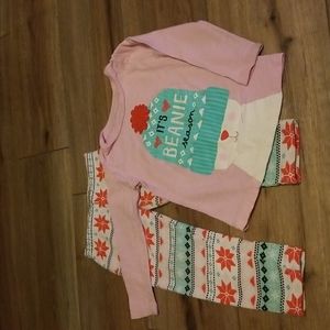 2T Carter's Bunny Rabbit Long Sleeve Shirt Fleece Lined Leggings